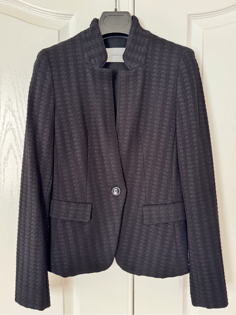 MARELLA Black Textured Single-Button Blazer Jacket